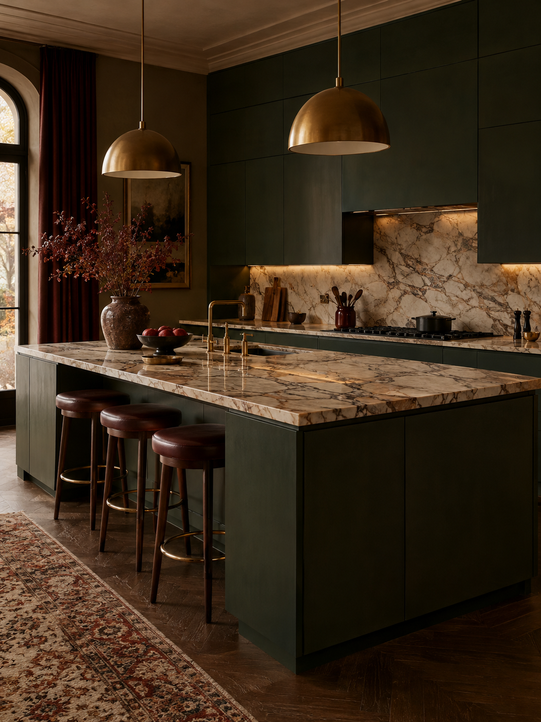 Dark green kitchen